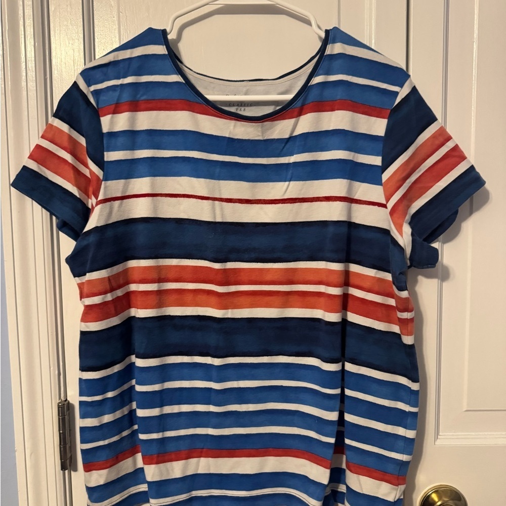 Croft & Barrow Red and Blue Striped Tee